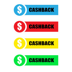 Cashback badge. Money refund. Financial services. Vector illustration on white background Cash back service, financial payment label
 