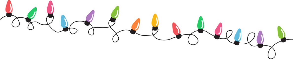 Christmas lights string isolated on white background vector