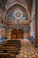 Obraz premium Ancient Papal basilica of San Francesco of Assisi. Art and religion. Black and white