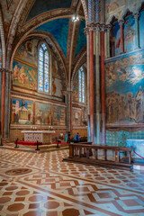 Obraz premium Ancient Papal basilica of San Francesco of Assisi. Art and religion. Black and white