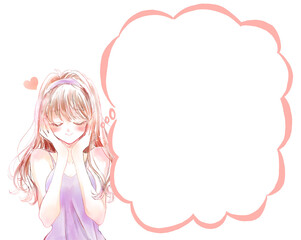 好きなことを想像して笑顔の女性