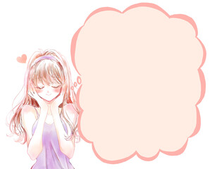 好きなことを想像して笑顔の女性