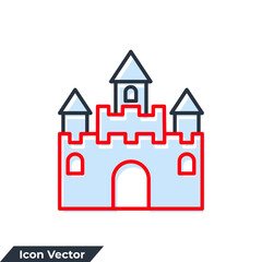 castle building icon logo vector illustration. castle symbol template for graphic and web design collection