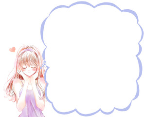 好きなことを想像して笑顔の女性