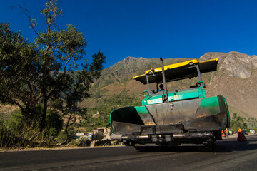 Highway road construction Cerro de Pasco andean mountains Peru landscape