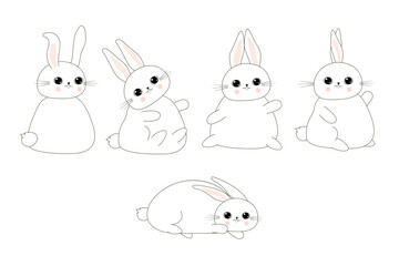 Cute bunny. Funny sitting rabbit.