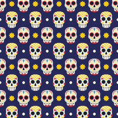 Obraz premium Pattern With Sugar Skulls For Day Of The Dead Vector Illustration In Flat Style