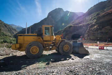 Obraz premium Highway road construction Cerro de Pasco andean mountains Peru landscape