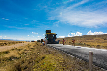 Highway road construction Cerro de Pasco andean mountains Peru landscape