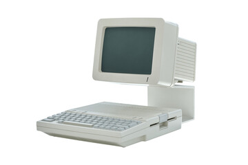 Old vintage desktop computer isolated