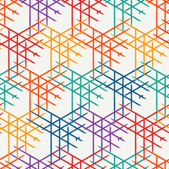 Paint brush geometric seamless pattern. Artistic hand drawn modern print. Linocut style background. Grid ornament. Trendy contemporary geo wallpaper