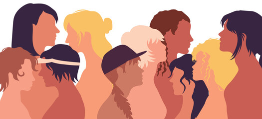 The concept of racial equality. Women's community or social network. Women in diverse and multicultural backgrounds. Share and support one another.