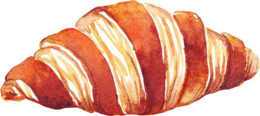 Croissant. Watercolor illustration. Hand-painted
