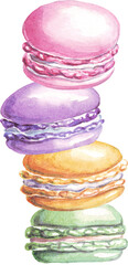 Macaroon. Dessert. Watercolor illustration. Hand-painted	
