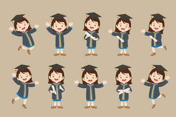 smiling graduate students in graduation gowns holding diplomas