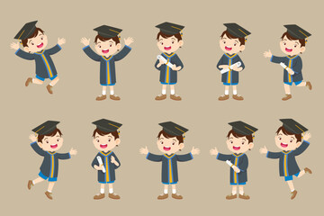 smiling graduate students in graduation gowns holding diplomas