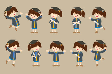 smiling graduate students in graduation gowns holding diplomas