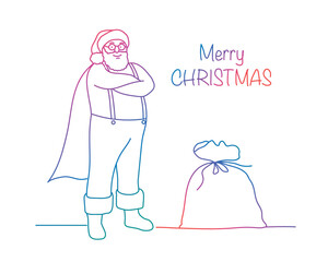 Super Santa with arms crossed. Rainbow gradient.
