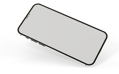 3d smartphone with blank screen isolated