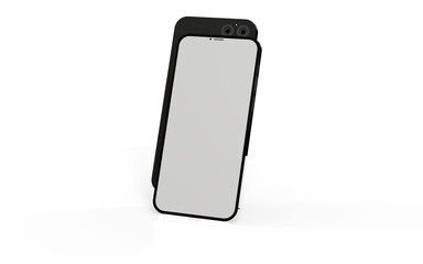 3d smartphone with blank screen isolated