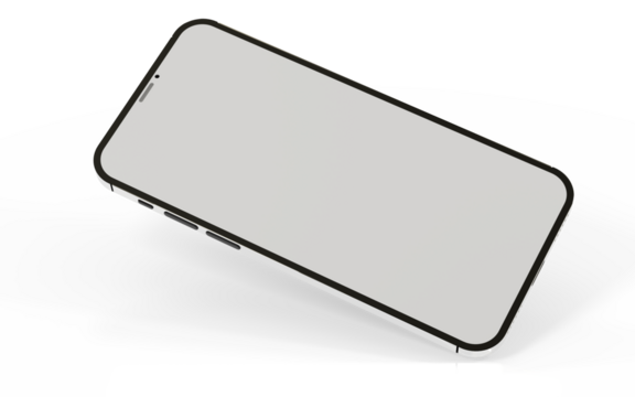 3d smartphone with blank screen isolated