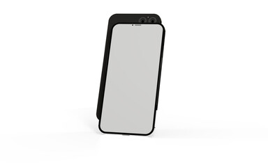 3d smartphone with blank screen isolated