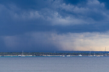 waterspout on Ses Covetes beach, Sa Rapita, Majorca, Balearic Islands, Spain
