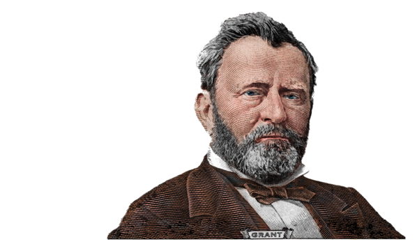 Ulysses S. Grant cut on new 50 dollars banknote isolated