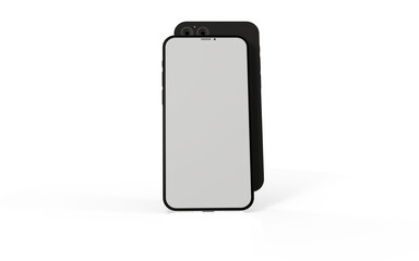 3d smartphone with blank screen isolated