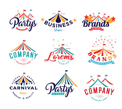 Collection Set of event tent logo design illustrations for Party and Wedding	
