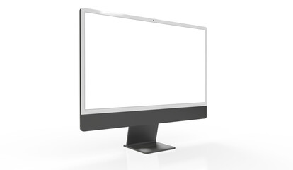 Computer display with blank white screen 3d