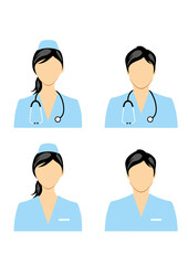 Nurse and doctor. Four icons for medical design