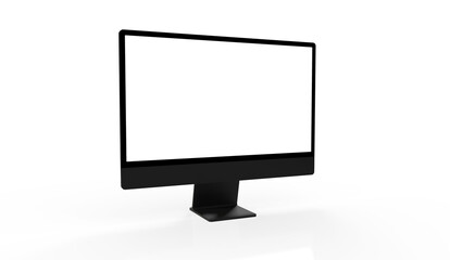 Realistic 3D Computer, with a white screen, isolated on a background