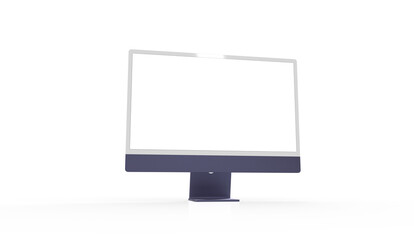 Realistic 3D Computer, with a white screen, isolated on a background