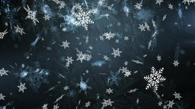Animation of snow falling over black background