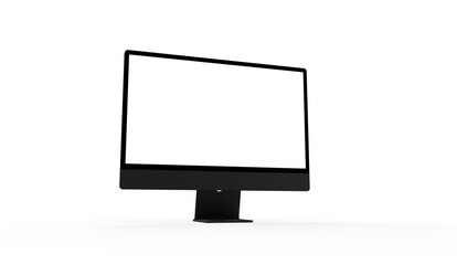 Realistic 3D Computer, with a white screen, isolated on a background