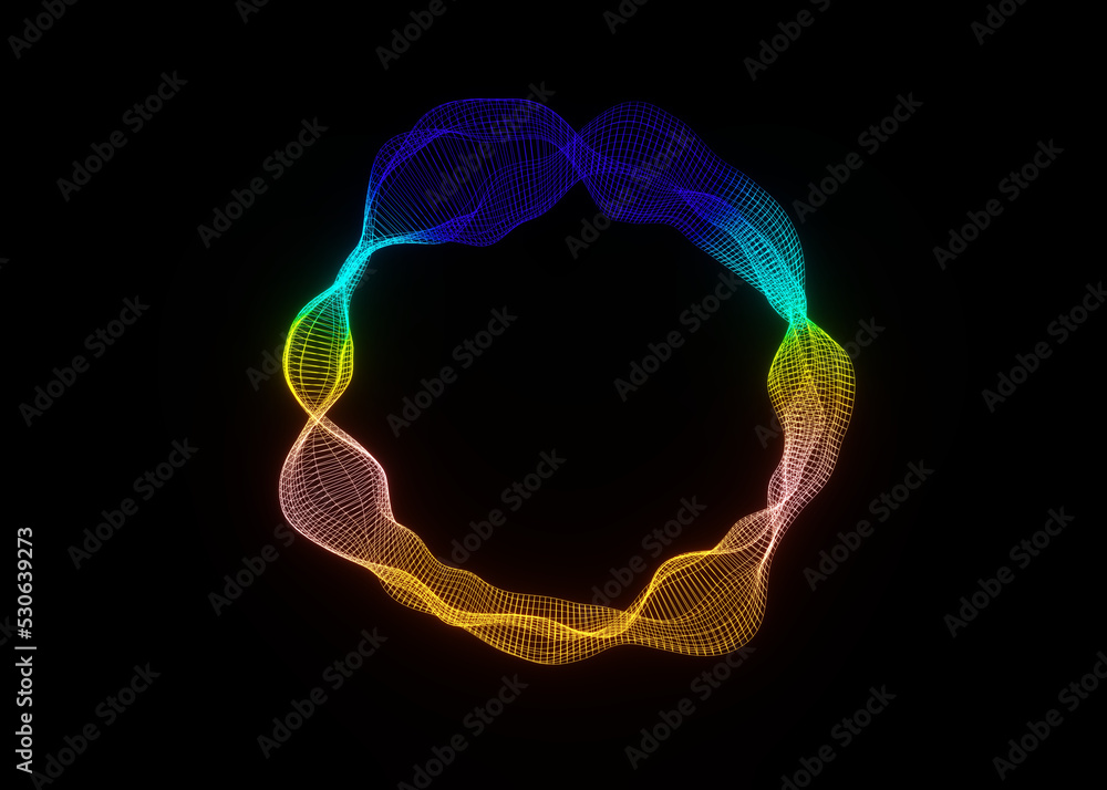 Poster futuristic colorful sphere of lines. network connection big data. abstract technology background. pl