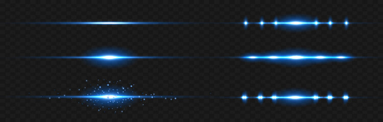Vector illustration in blue color. Set of light effects. Glare and flash. Bright beams of light. Glowing lines. Vector illustration.Dust. Christmas Flash.