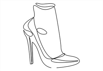 Women's high-heeled shoes. Vector line icon-continuous line drawing