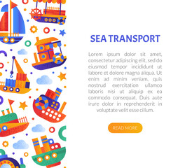 Sea and Water Transport Banner Design for Seafaring and Marine Cruise Vector Template