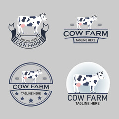Cow farm logo, icon, vector design template.