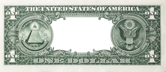 U.S. dollar border with empty transparent middle area