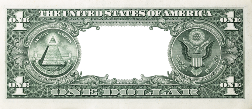 U.S. dollar border with empty transparent middle area
