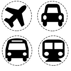 transportation icons set in transparent background