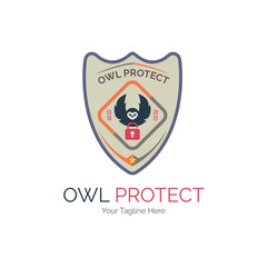 owl shield protect keylock logo design template for brand or company and other