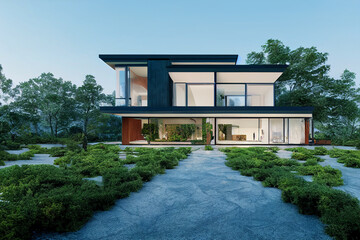 Luxury modern villa, cozy house, real estate