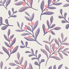 Floral vector seamless pattern. Delicate botanical wallpaper. Repeatable background with leaves and flowers