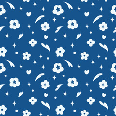 Vector seamless floral pattern. Cute background with botanical elements.