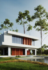 Luxury modern villa, cozy house, real estate