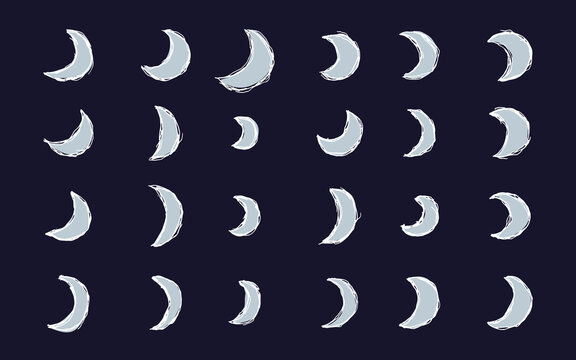Vector illustration of hand drawn doodle half moon symbol pattern by using ballpoint to draw